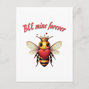 cute queen bee valentine holiday postcard