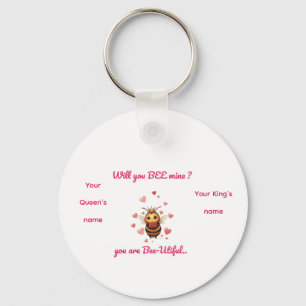 cute queen bee valentine  key ring
