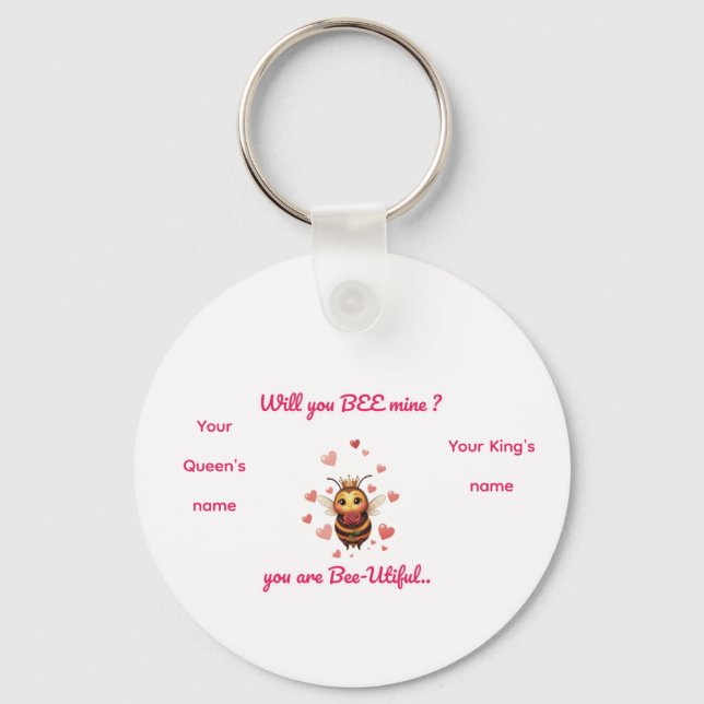 cute queen bee valentine  key ring (Front)
