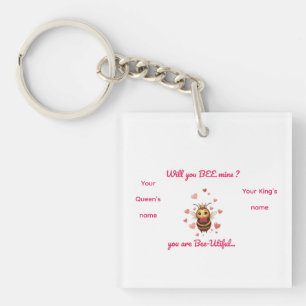 cute queen bee valentine  key ring