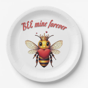 cute queen bee valentine paper plate