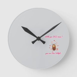 cute queen bee valentine  round clock