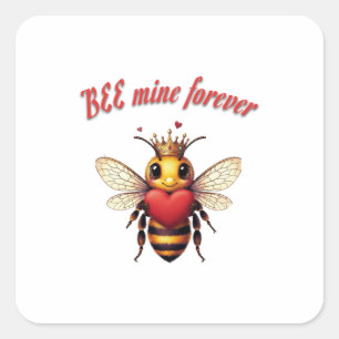 cute queen bee valentine square sticker