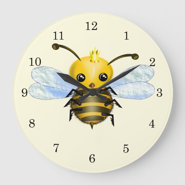 Cute Queen Bee Wall Clock - Customizable (Front)
