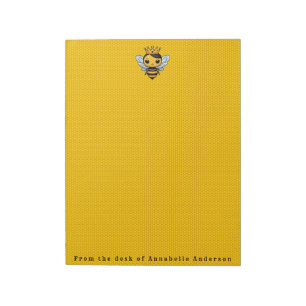 Cute Queen Bee with Crown Personalize Notepad