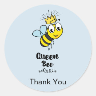 Cute Queen Bee with Crown Thank You Classic Round Sticker