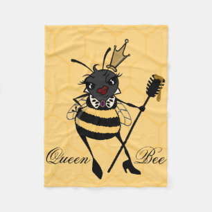 CUTE QUEEN BEE WITH HONEYCOMB FLEECE BLANKET