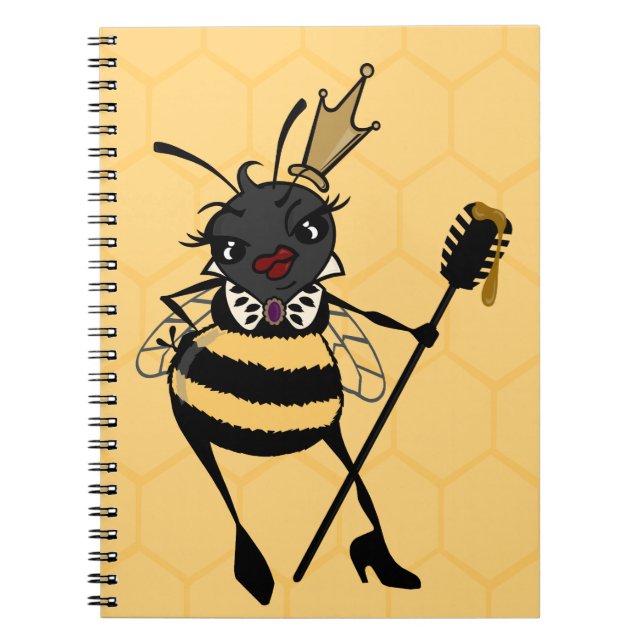 CUTE QUEEN BEE WITH HONEYCOMB SPIRAL NOTEBOOK (Front)