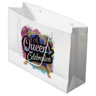 Cute Queen celebration word art ladies Birthday Large Gift Bag