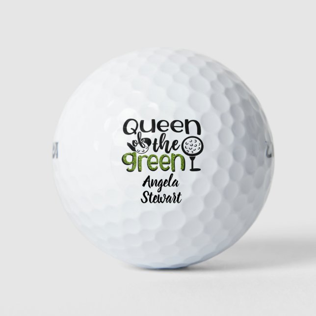 Cute Queen of the Green Golf Quote Golf Balls (Front)