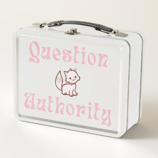 Cute Question Authority with Kitten Metal Lunch Box