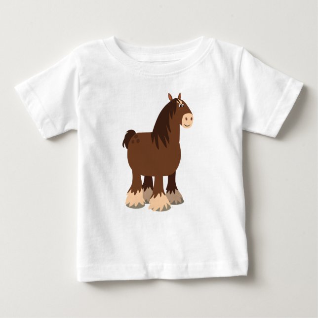 Cute Quiet Cartoon Shire Horse Baby T-Shirt (Front)