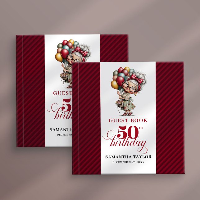 Cute quirky 50th lady birthday guest sign book (Cute quirky 50th lady birthday guest sign book)