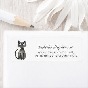 Cute Quirky Black Cat Return Address Label