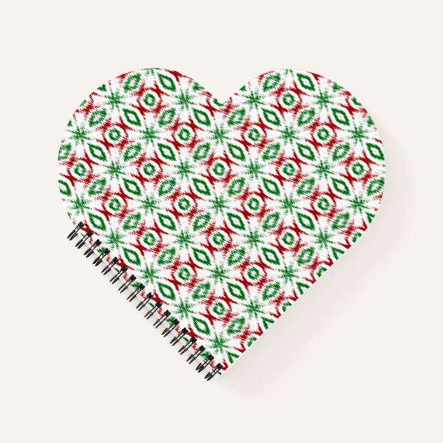 Cute Quirky Cabincore Minimalist Christmas Ikat Notebook (Front)