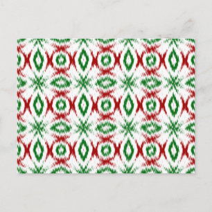 Cute Quirky Cabincore Minimalist Christmas Ikat Postcard