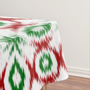 Cute Quirky Cabincore Minimalist Christmas Ikat Tablecloth