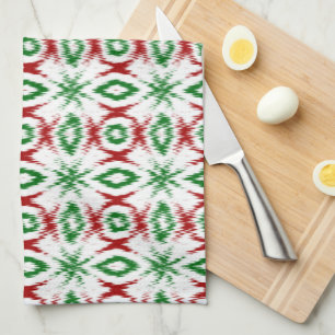 Cute Quirky Cabincore Minimalist Christmas Ikat Tea Towel