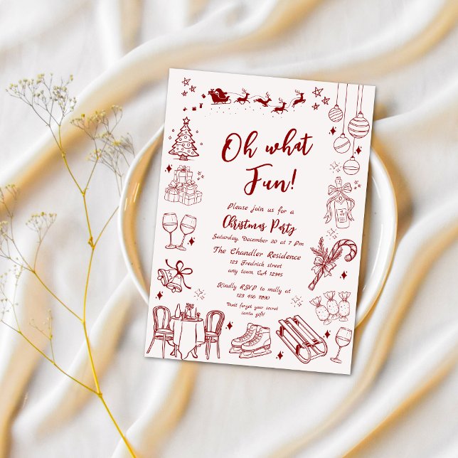 Cute quirky christmas  party doodle  invitation (Creator Uploaded)