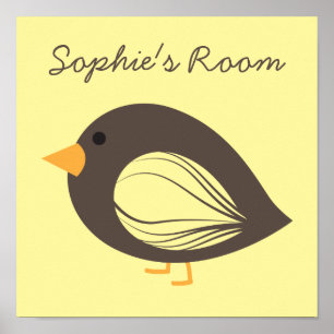 Cute quirky colourful birds poster