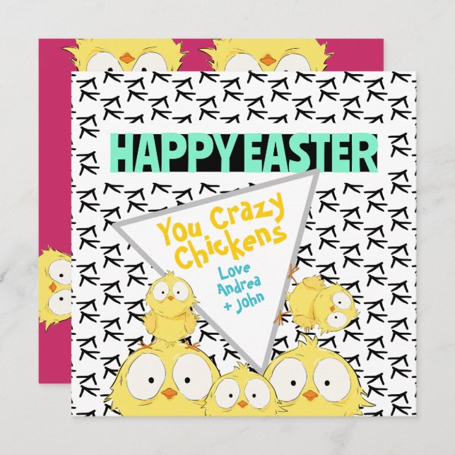Cute Quirky Happy Easter Your Crazy Chickens |  Holiday Card (Front/Back)