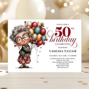 Cute quirky lady turning 50 humorous birthday card