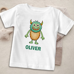 Cute Quirky Monster Personalised Baby T-Shirt