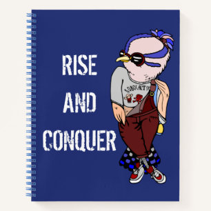 Cute Quirky Motivational Bird: "Rise & Conquer!" Notebook