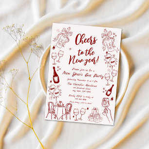 Cute quirky new year's Eve party doodle  Invitation