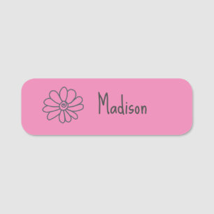 Cute,Quirky Pink Flower Name Tag