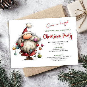 Cute Quirky Santa Modern Watercolor Holiday Invite