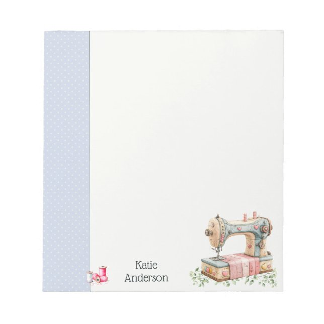 Cute Quirky Sewing Machine  Notepad (Front)