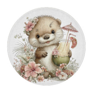 CUTE QUIRKY SUMMER THEMED BABY OTTER CUTTING BOARD
