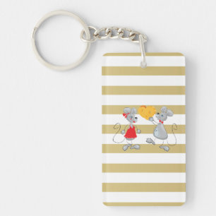 Cute Quirky Whimsical  Mouses-Stripes Key Ring