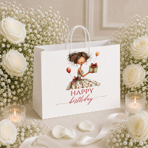 Cute Quirky Woman Marsala Script Birthday gift bag