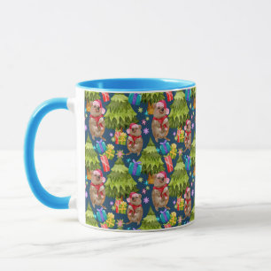 Cute Quokka Blue Christmas Mug