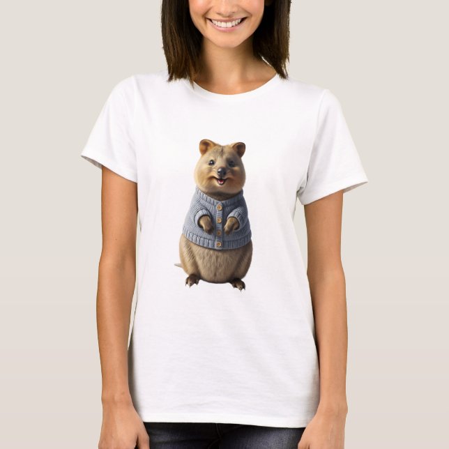 Cute Quokka in Knitted Sweater Digital Art (Front)