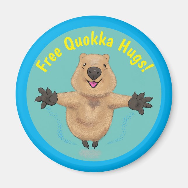 Cute quokka jumping cartoon magnet (Front)