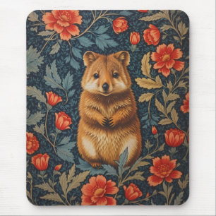 Cute Quokka William Morris Inspired Floral Mouse Pad