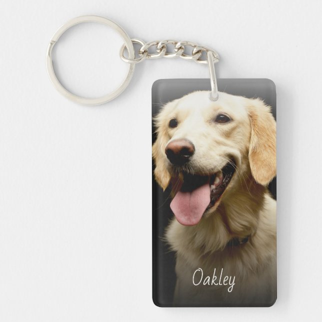 Cute Quote Custom Dog Photo Name Key Ring (Front)