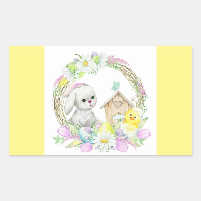 Cute Rabbit And Chicken  Classic Round Sticker (Front)