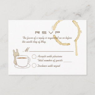 Cute Rabbit and Coffee Wedding RSVP Card