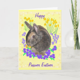 Cute Rabbit and flowers Passover, Eastover Card