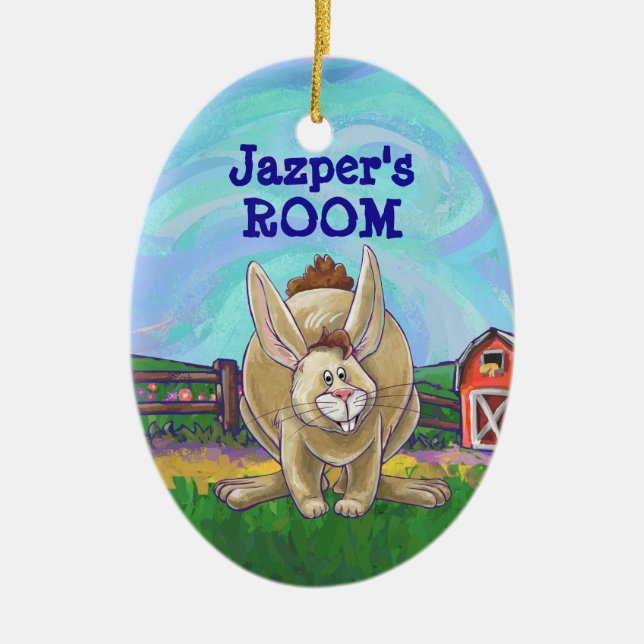 Cute Rabbit Animal Parade Ceramic Tree Decoration (Front)