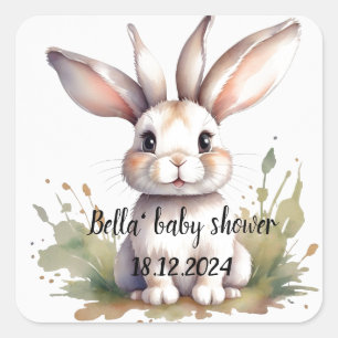 Cute Rabbit baby shower Square Sticker