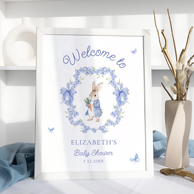 Cute Rabbit Baby Shower Welcome Poster (Creator Uploaded)