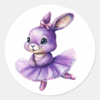 Cute rabbit ballerina dancing ballet classic round sticker