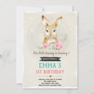 Cute rabbit birthday invitation
