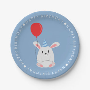 Cute Rabbit Birthday Party Paper Plate
