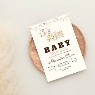 Cute Rabbit Boho Baby Shower Invitation
